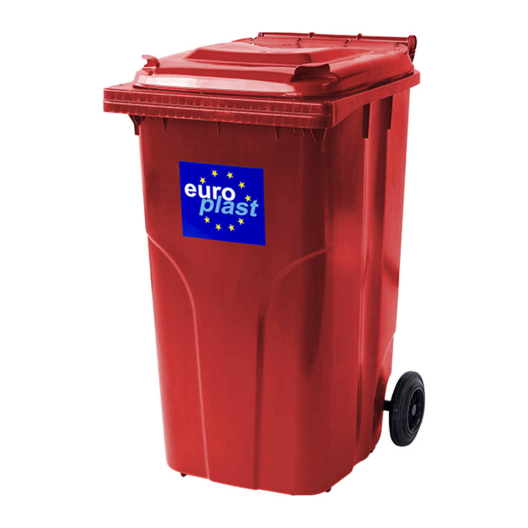 Мусорный бак Europlast пластиковый красный объем 240 л Мусорный бак Europlast пластиковый красный объем 240 л