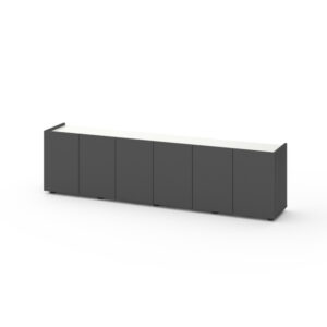 Тумба TV B026 2000х350х530 ЛДСП, Антрацит – Белый Снег